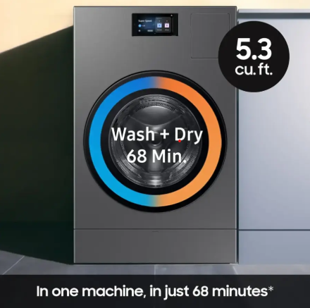 Samsung - 5.3 cu ft. Bespoke AI Vented Laundry Combo™ All-in-One Ultra Capacity Washer and Electric Dryer with AI Home - Dark steel